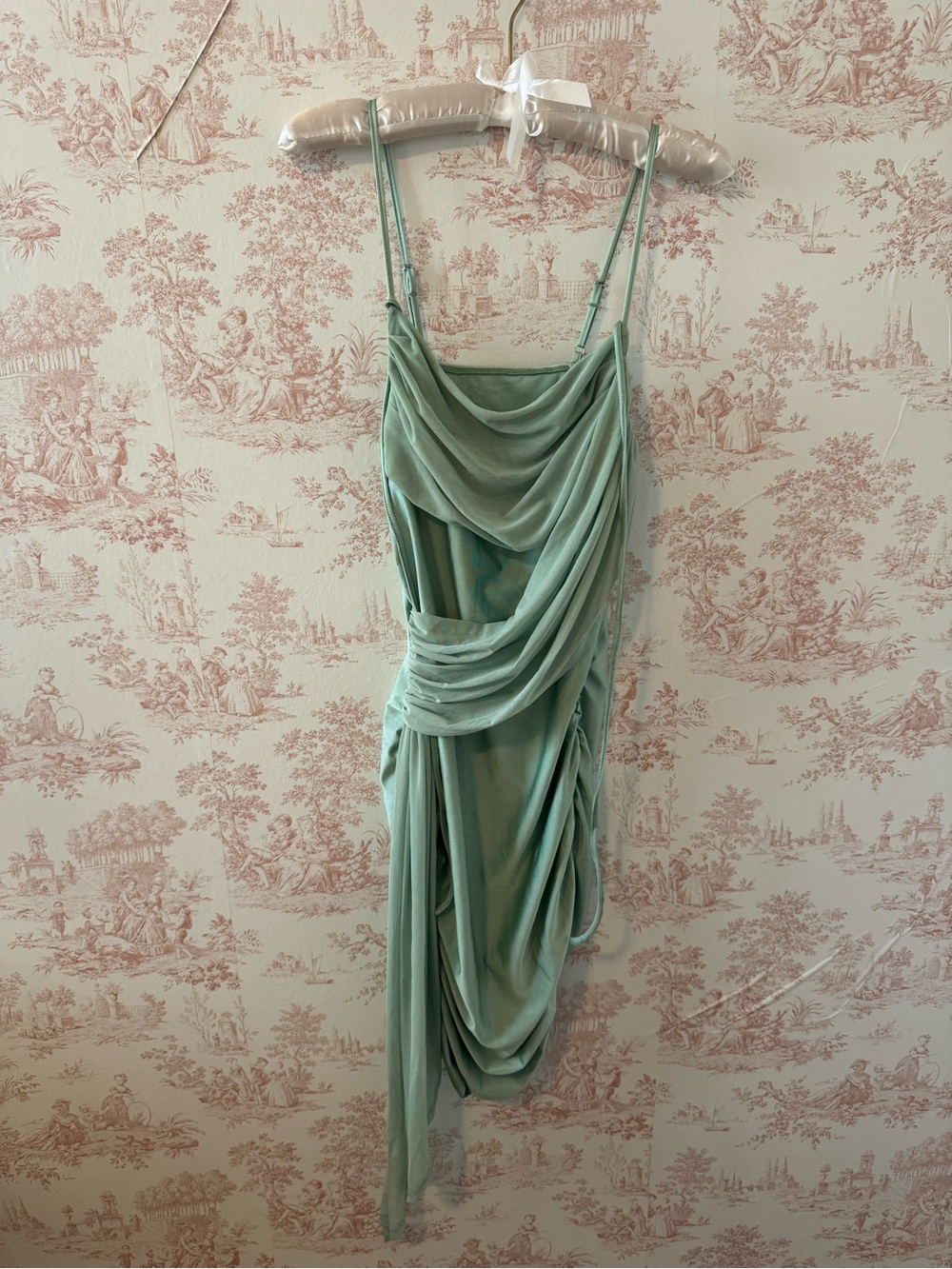 Draped Mint Green Slip Dress